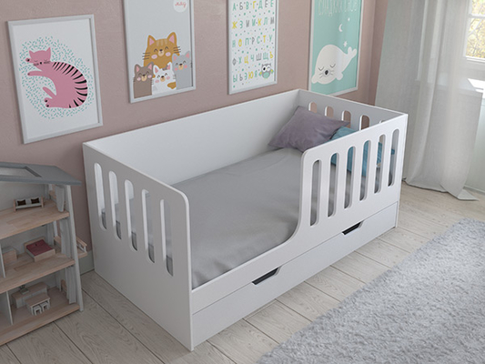 Детская кровать  Кровать Астра 12 с ящиком Белый/Белый
