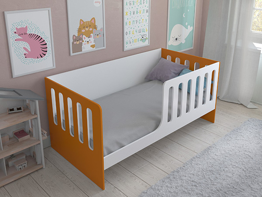 Детская кровать  Кровать Астра 12 без ящика Белый/Оранжевый