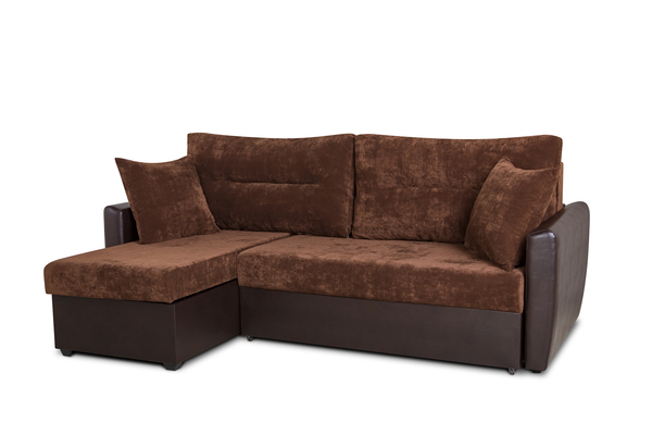Диван кожаный Мартин 2 Угловой диван-кровать «Мартин 2» вельвет-люкс и кожзам коричневый ППУ