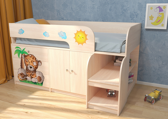 Детская кровать  Принт для кровать чердак Астра 9 V1, V2, V3, V7, V8 правая/Леопард