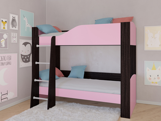 Кровать двухъярусная  Кровать двухъярусная АСТРА 2 Венге/Розовый без ящика