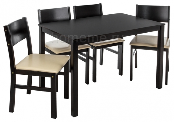Обеденная группа Kabur стол и 4 стула, капучино/кремовый (1842)