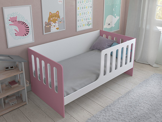 Детская кровать  Кровать Астра 12 без ящика Белый/Розовый