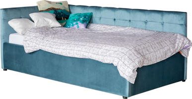Односпальная кровать-тахта Bonna 900 синяя с подъемным механизмо