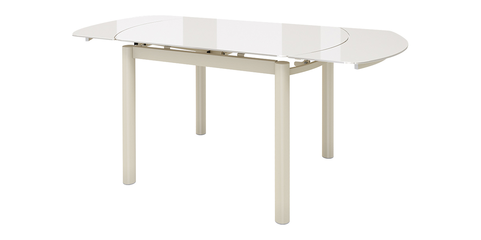 Римс стол раздвижной со стеклом 105(155)х74, кремовый/кремовый