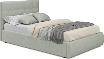 Мягкая кровать Selesta 1200 кожа серый с подъемным механизмом